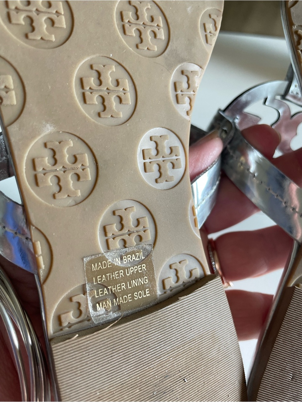 Tory Burch Miller Sandals in Silver Argento Size 7 - Picture 9 of 10